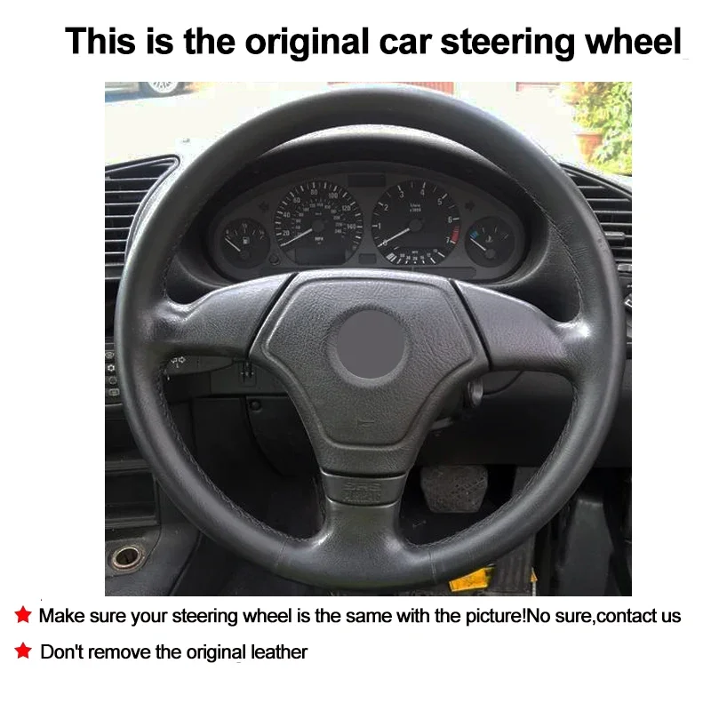 Hand Sewing Car Steering Wheel Cover Wrap For BMW E36 1995-2000 E46 1998 1999 2000 E39 1995 1996-1999 E3 1995-1997 Funda Volante