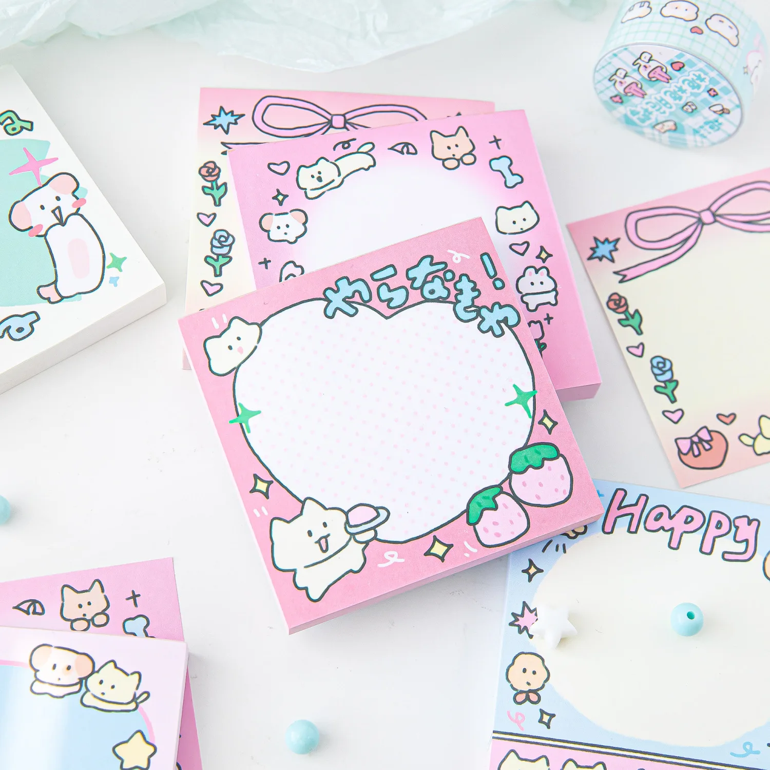MINKYS-Bloc de notas Kawaii, 50 hojas, papel para hacer lista, notas, Paperlaria, Material de papelería DIY