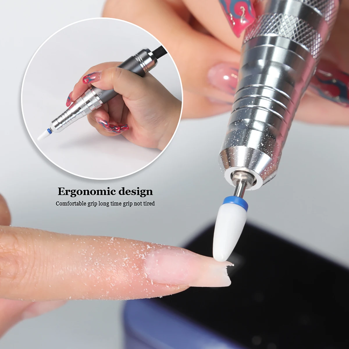 Portable Electric Nail Drill Rig Display Nail Grinder, Low Noise Professional Nail Polish Grinder Nail Accessories Set