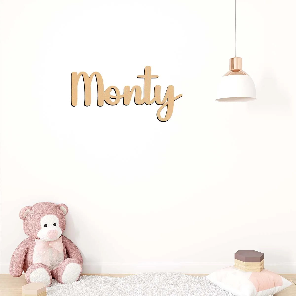 1pc fai da te Monty esempio testo personalizzato cartello tagliato al laser decorazione in legno cartello in legno orientamento verticale decorazione da appendere alla porta