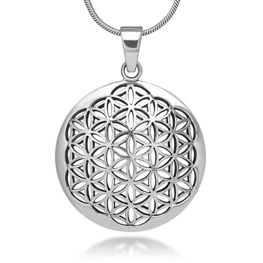 My Shape Flower of Life Mandala Necklace for Women Pendant Sacred Geometry Aesthetic Choker Fashion Jewelry Gifts Link Chain