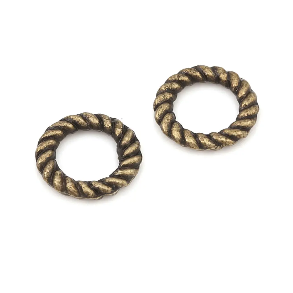 Antique Bronze Antique Silver Zinc Alloy Square Round Closed Circle Twisted Rings Charms Pendants Diy Jewelry Making Accessories