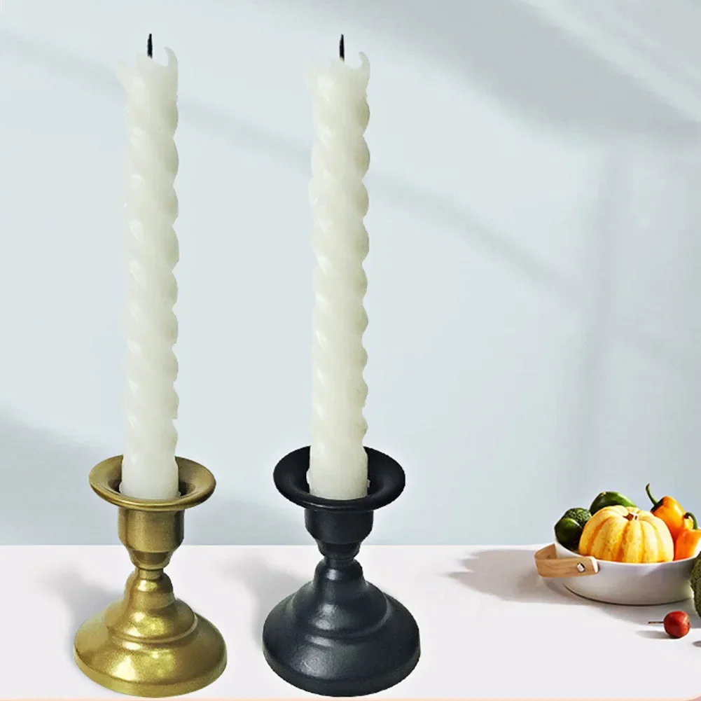 Iron European Style Candlestick Stand Candle Holder Vintage Retro Style Classic Look Taper Holder Matte Black For Wedding