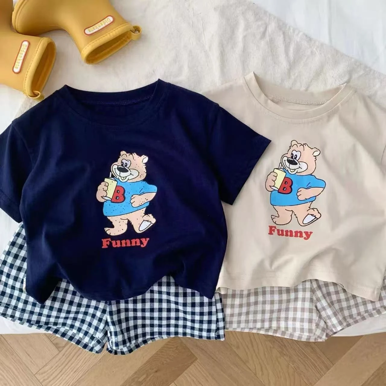 Sommer Baby Jungen Mädchen Cartoon T-Shirt + Shorts Set Kleidung Kinder Niedliche Cartoon 2-teilige Kinder-Pyjamas Mädchen Bekleidungssets