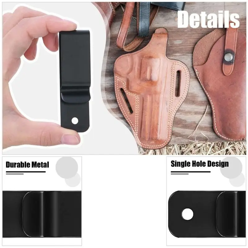 Ceinture en métal et clips de support, 10 pièces, boucle à ressort à trou unique, crochets artisanaux noirs pour bricolage