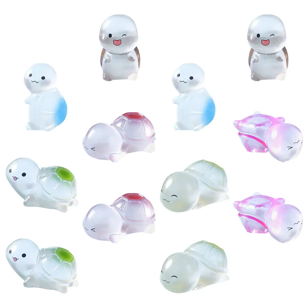 

12 Pcs Night Glow Mini Turtles Decoration Resin Figurines Garden Outdoor Decor Potted Plant L scaping Glow Dark Turtles Statue