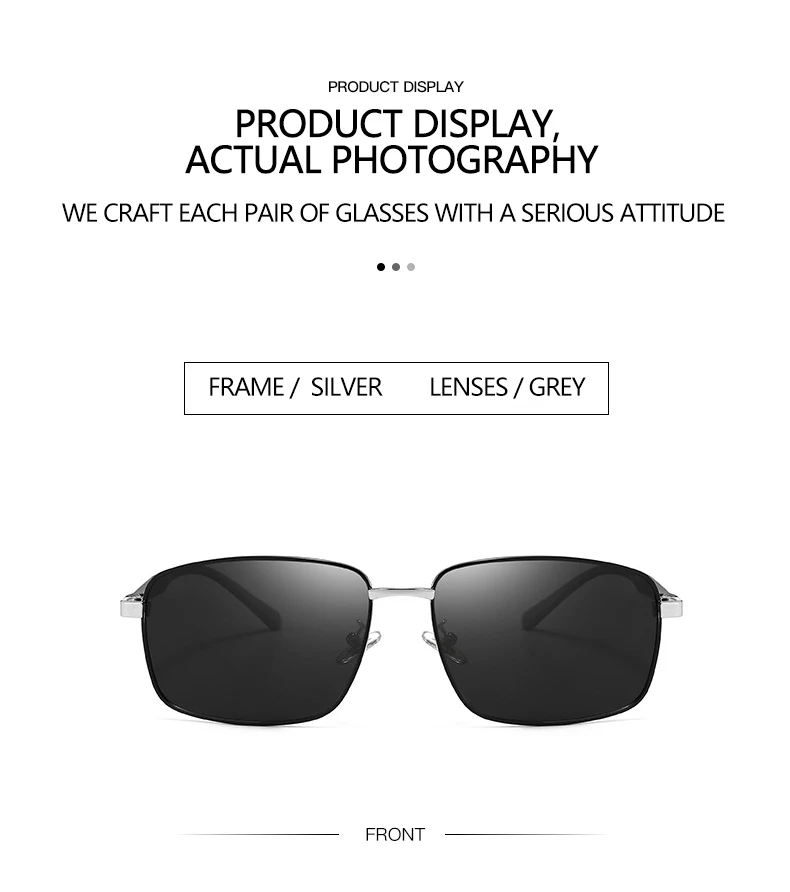 Business Metall Quadratischer Rahmen Polarisierte Sonnenbrille Luxus Übergroße UV-Schutz Sonnenschutzbrille 5027 – Detail 8
