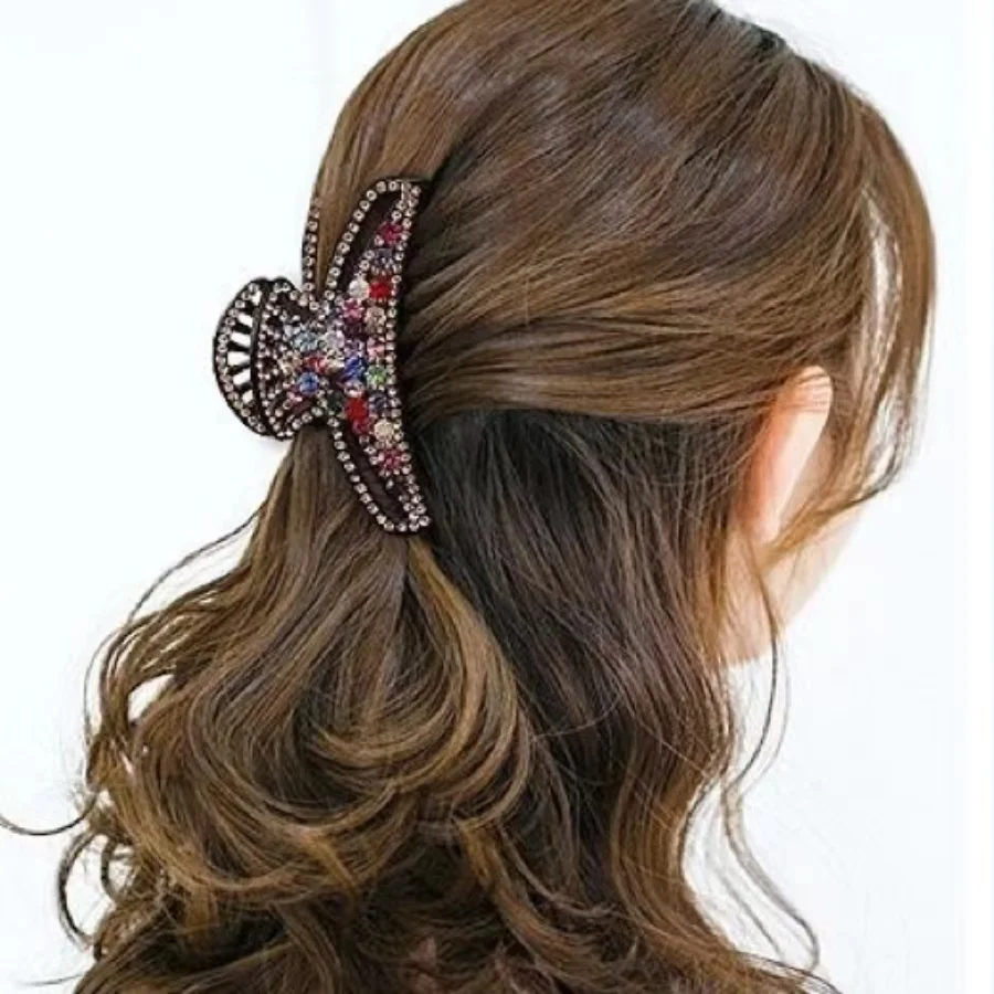 Korean hair accessories large rhinestone claw clip