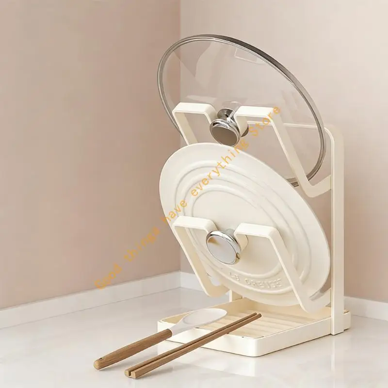 

Double Deck Kitchen Organizers for Pot Covers and Cutting Boards with Suction Base for Easy Setups and Space Saving 55KF