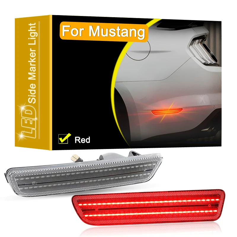 Reflector lateral LED trasero de 12V para Ford Mustang, conjunto de lámpara de señalización, luces de estacionamiento Rojas, lente transparente, 2005-2009