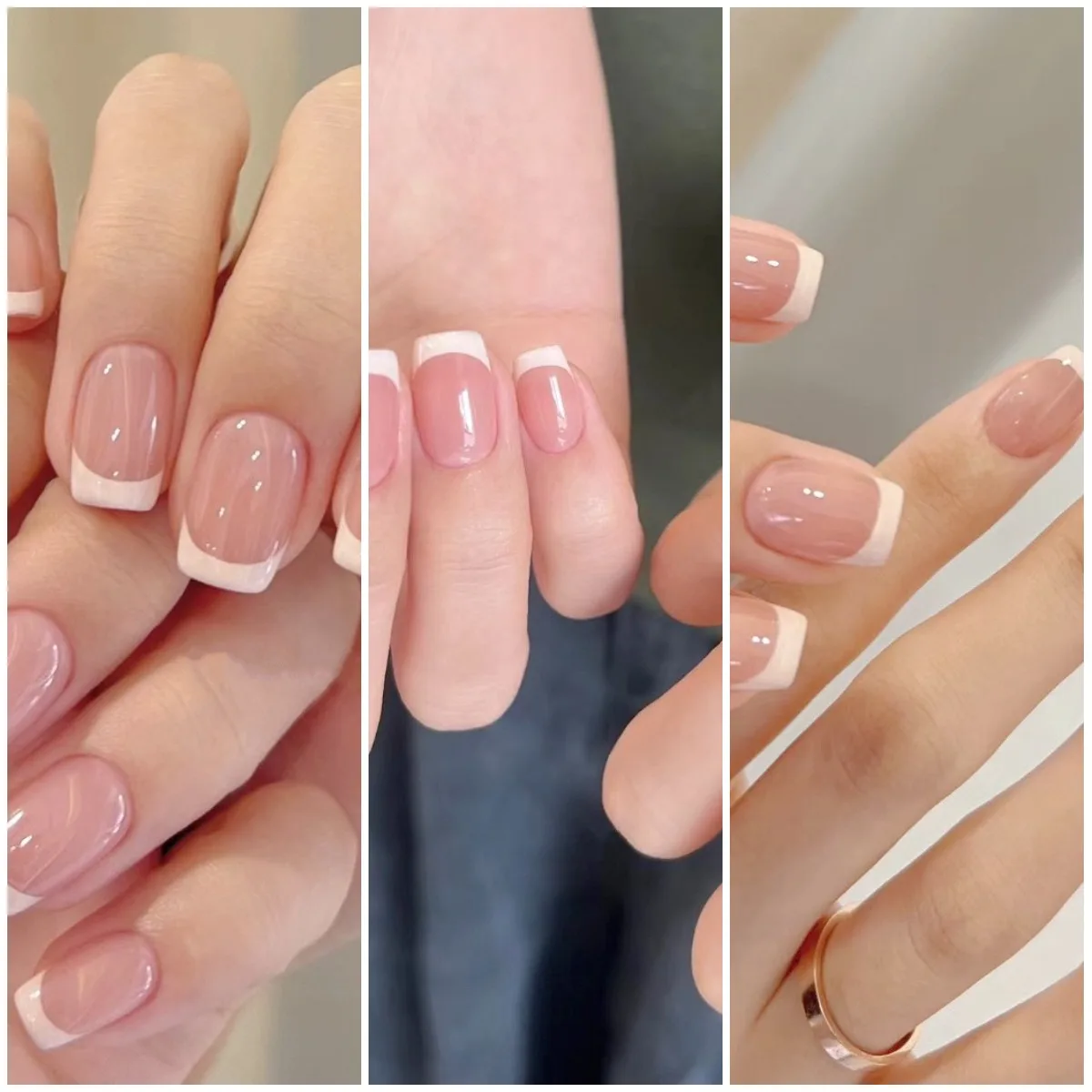 

Simple French-style ombre ready-to-wear nail tips, short-style false nails that make your hands