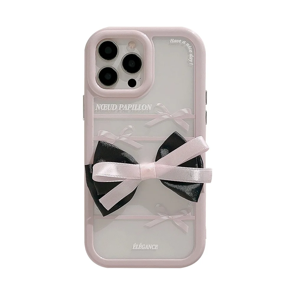 Custodia per telefono Bowknot 3D rosa carina coreana per iPhone 15 14 13 12 11 Pro XS Max X XR Cover regalo per ragazza 2024 custodia morbida in