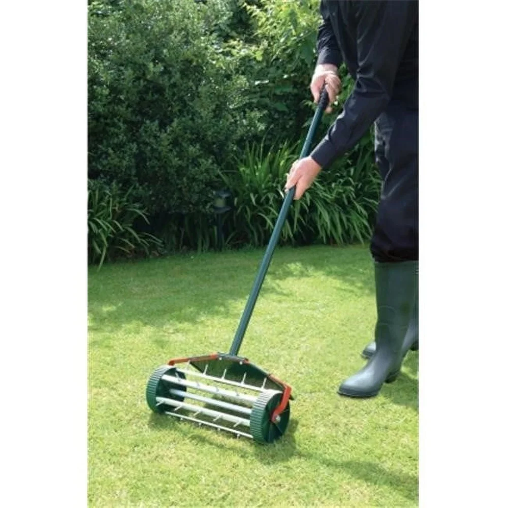 

Rolling Lawn Spike Aerator 1 Inch Metal Spikes 27 Spikes 13 Inch Width Easy Storage Durable Lawn Care Tool