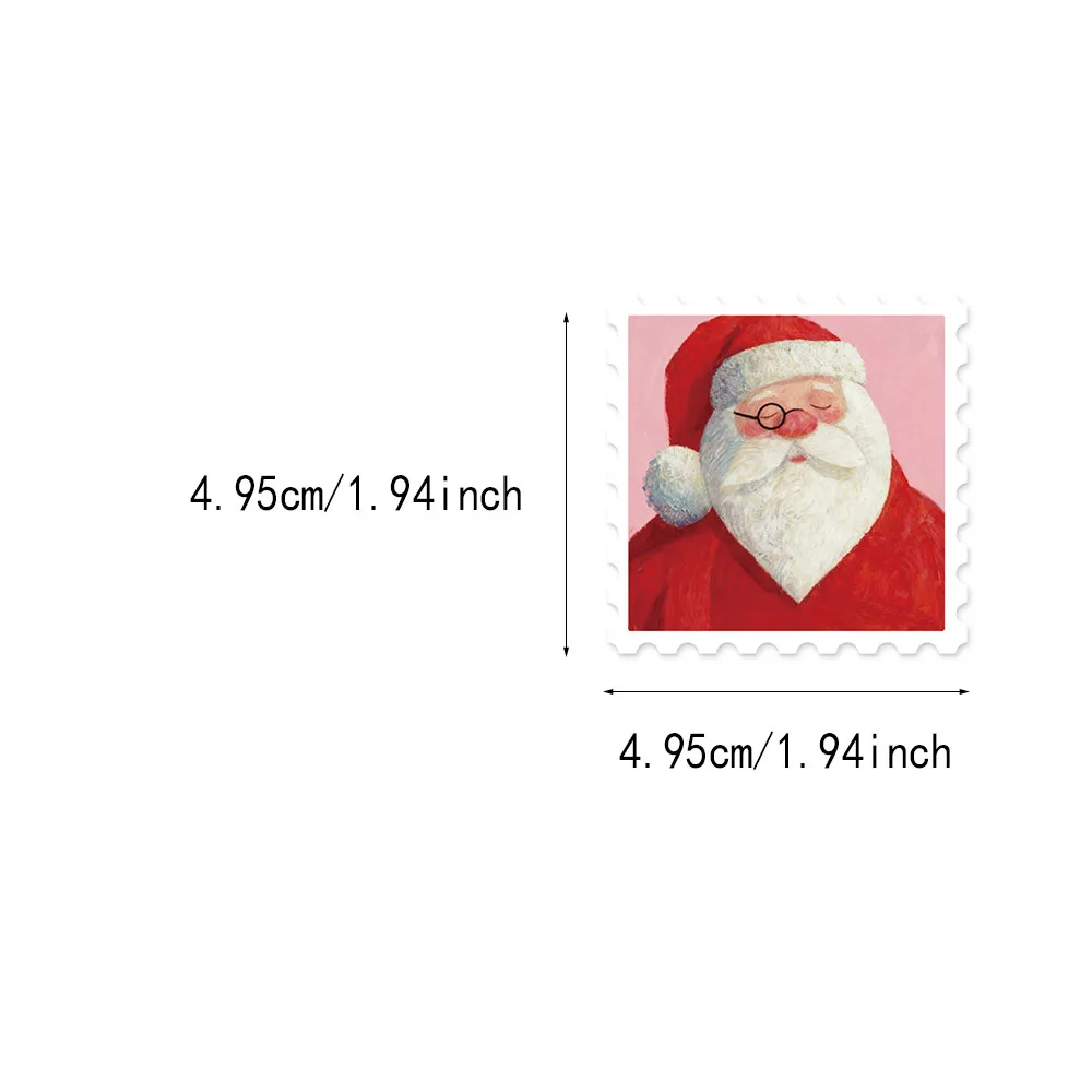 50PCS Pink Christmas Stamp Fun Sticker Set DIY Booklet Scrap Book Decorative Notebook Water Cup Christmas Label Stickers