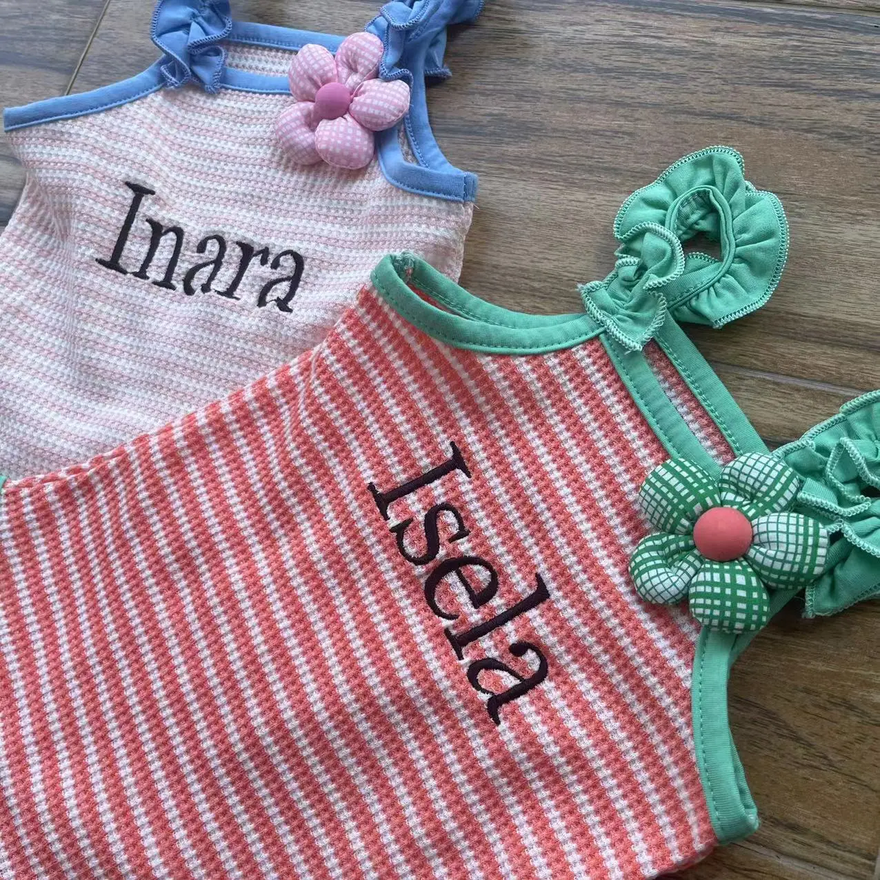 Embroidery With Any Name New Summer Baby Girl Suspender, Cotton Outdoor Clothing,personalized Customization Of Baby Jumpsuit