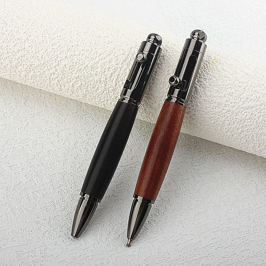 Retro Mini Pen Retractable Writing Wooden Ballpoint Pen 0.7mm Point Black Gift for Men Father Colleague Boyfriend Husband