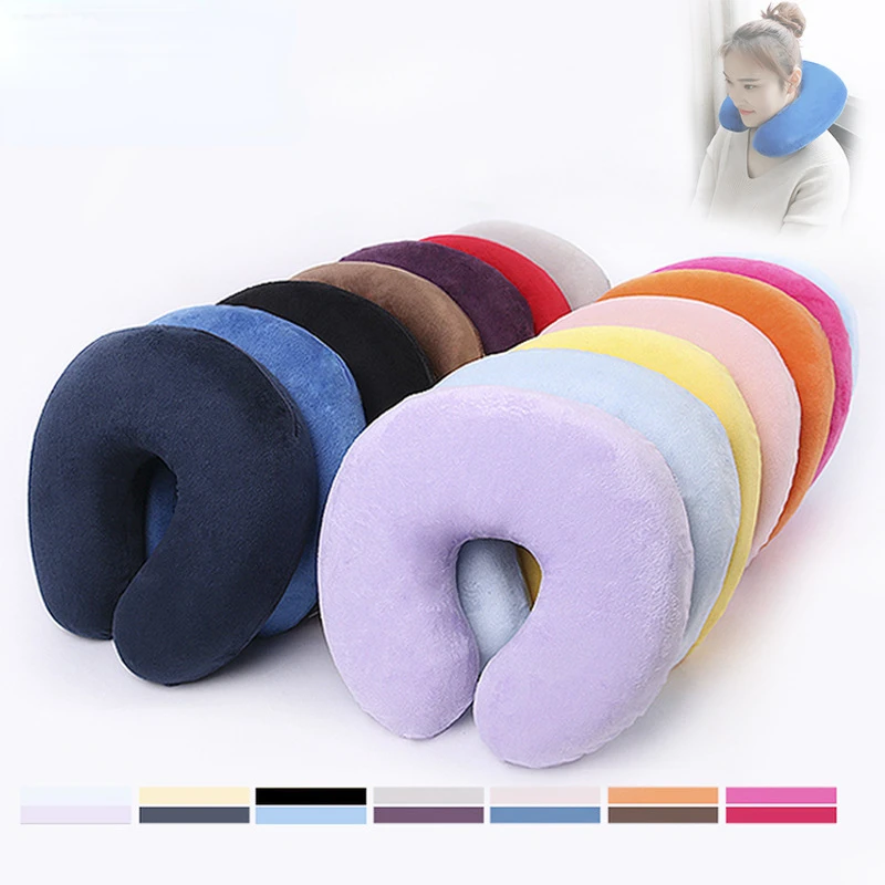 

Soft Luxurious U Shaped Slow Rebound Memory Foam Travel Neck Pillow for Office Flight Traveling Cotton Pillows Head Rest Cushion