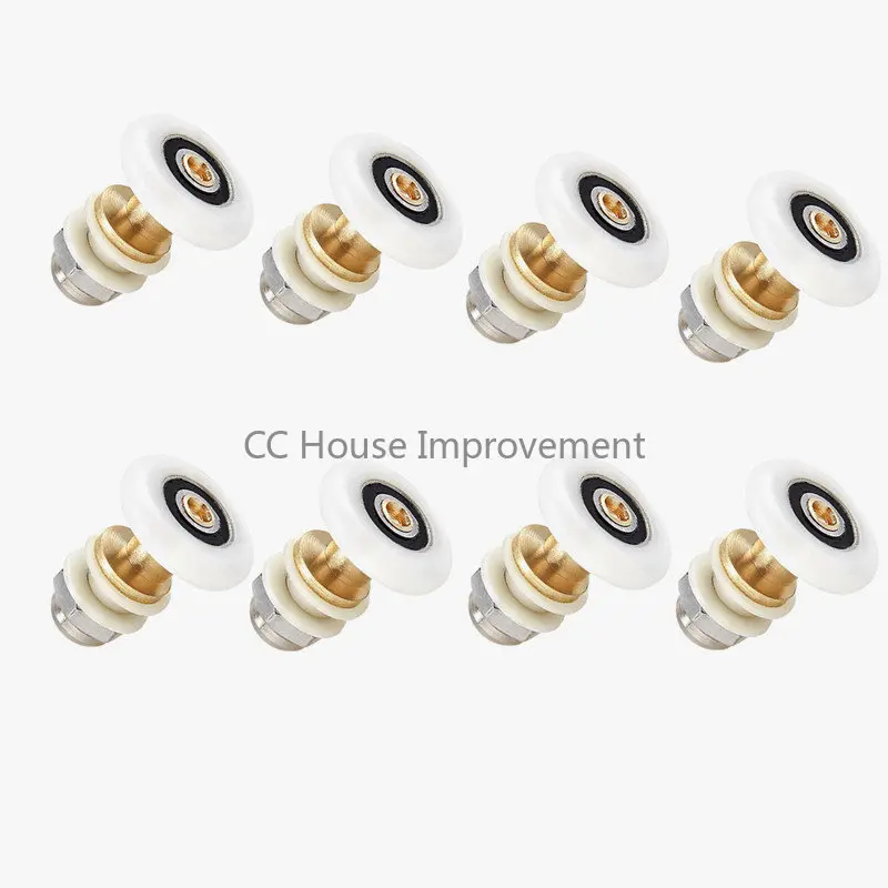 8 PCS 20/23/25/27mm Diameter Shower Glass Sliding Door Hanging Wheel Roller Bathroom Sliding Cabinet Eccentric Pulleys