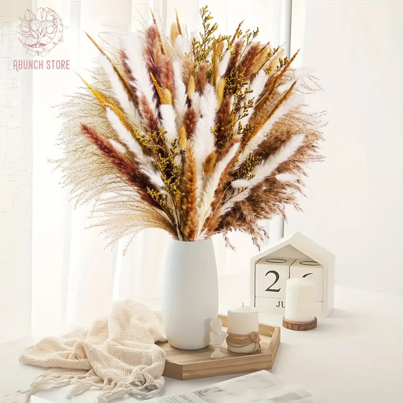 

Natural Dried Pampas Grass Reeds Bouquet for Home Decor Bunny Tail Flowers Lovegrass Wedding Vase DIY Table Floral Arrangement