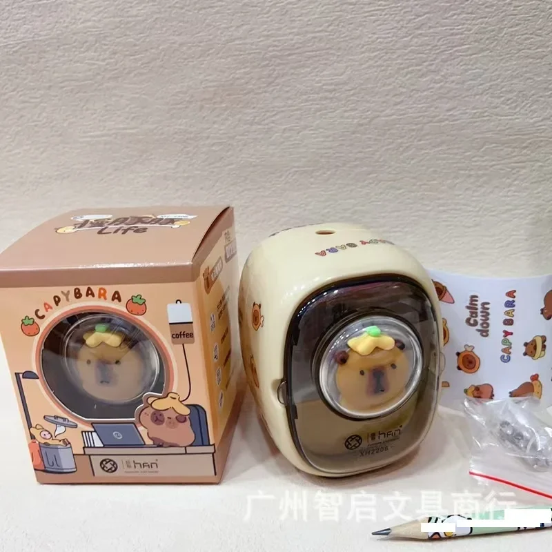 2025 Capybara Cartoon Electric Pencil Sharpener With DIY Sticker Automatic Pencil Sharpener Quick Sharpenning Office Stationery