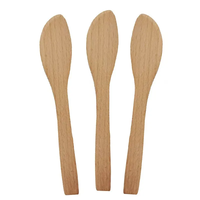 50PCS Personalized Wooden Spatula Cheese Jam Spreader Logo Customize Wood Butter Knife Dumpling Filling Stick Promotional Gift