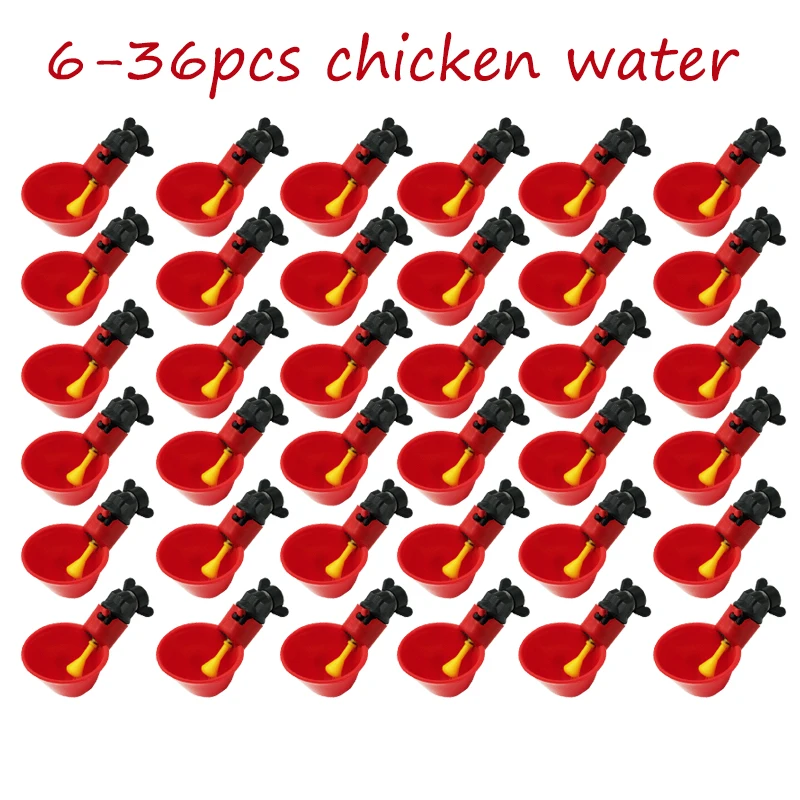 6-36Pcs Chicken Quail Hanging Water Cups Nipple Drinking Bowl Birds Water Feeder Bowl Drinker Cup for Backyard Automatic Poultry