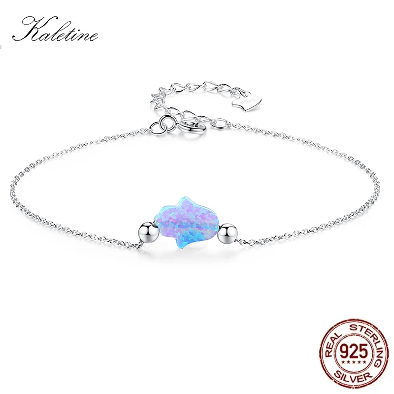 

KALETINE 925 Sterling Silver Fashion Sweet Romantic Hand Shiny Opal Bracelet For Women Wedding Fine Jewelry