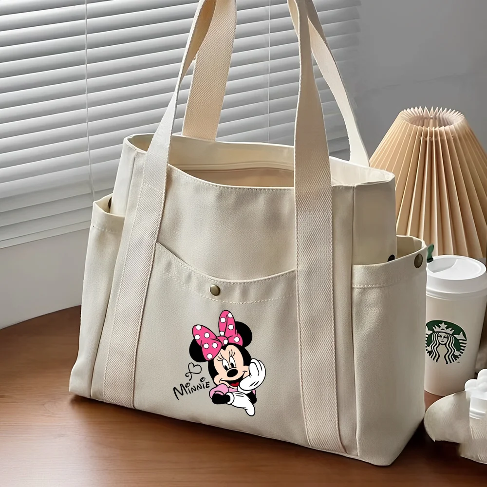 Mickey Minnie Mouse Tote Bag Canvas Handbag Work Commuter Carrying Bag College Student Outfit Book Shoulder Bag Shopping Bag