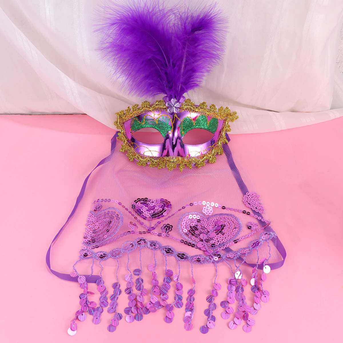 

3pcs Veil Plastic Mask Halloween Cosplay Masquerade Belly Dance Masks for Lady (Blue Purple Red for Each 1pc)