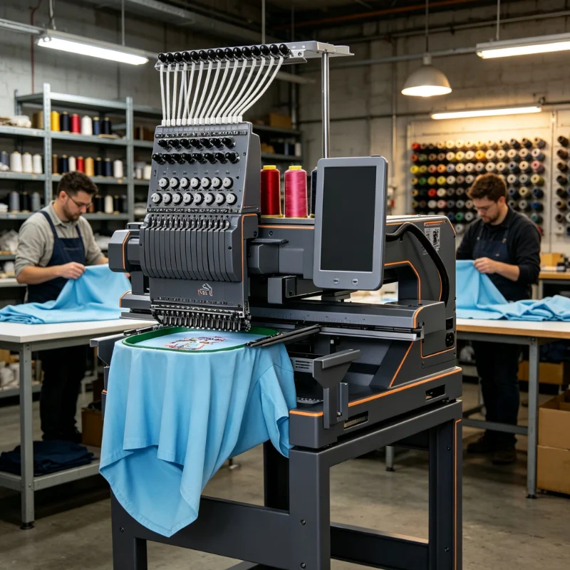 Computerized Automatic Single Head Cap & Flat Embroidery Machine 400x450mm Area 150W 1200RPM for Garment Logo Stitching