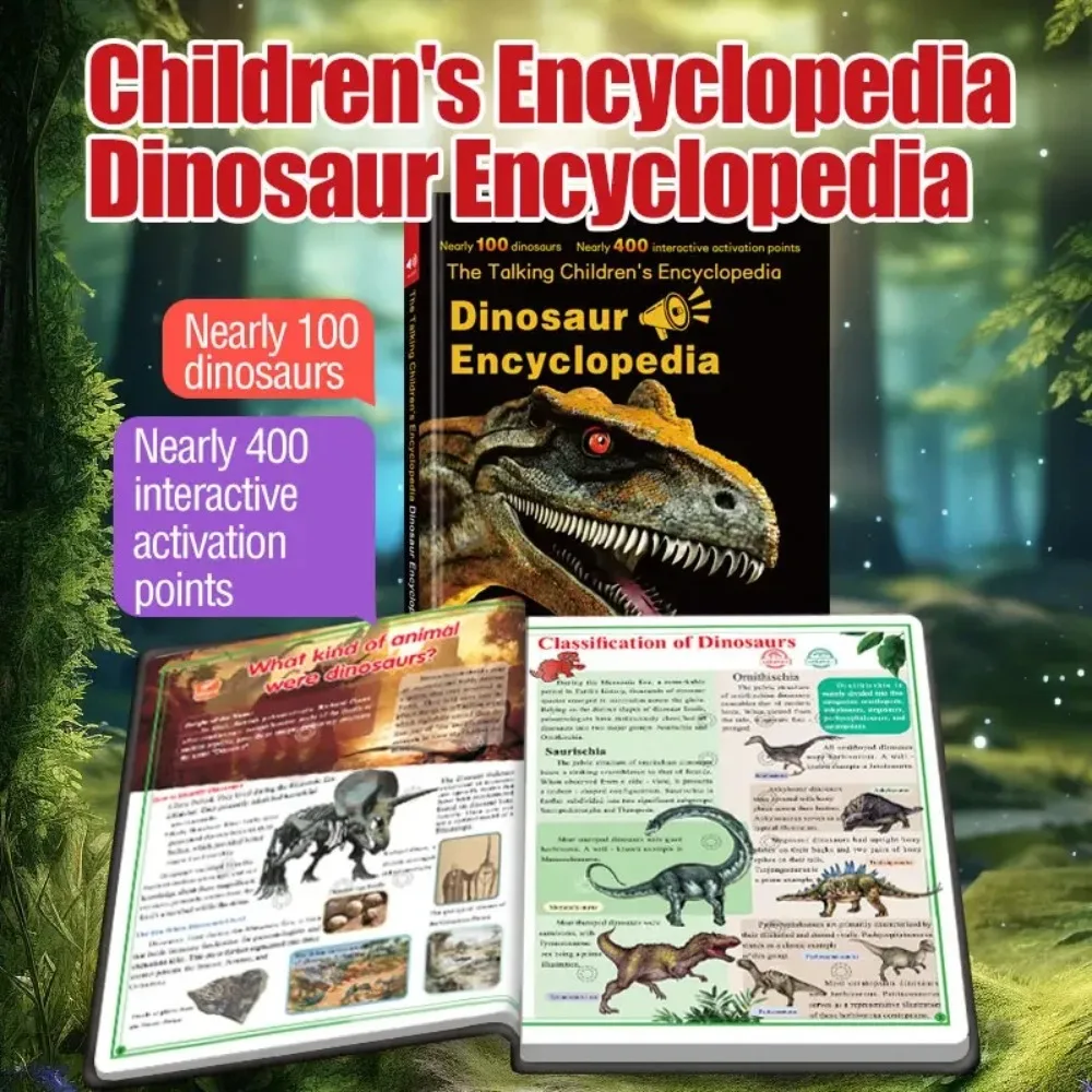 children Talking Dinosaur Encyclopedia 100+ Dinosaurs 400+ Sounds Touch Activated Learning Book