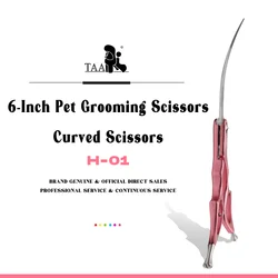 TAA Dog Scissors Professional Pet Grooming Scissors 6 Inch Curved Scissors for Dog Cat Grooming Shears Ultra-Light Cutter H-01