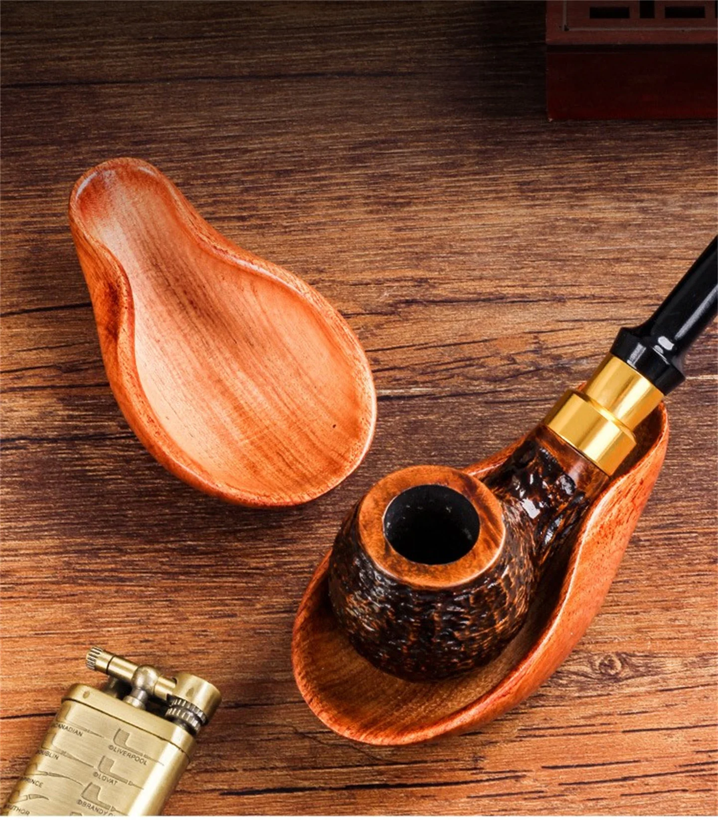 Redwood Pipe Rack Spoon Shaped Storage Base Seats Single Cut Tobacco Pipe Holder Smoking Accessories Dad's Gift