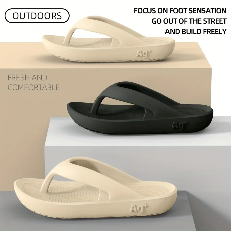 EVA Thong Slippers Men Shock Absorbing Thick Platform Indoor Outdoor Beach Flip Flops