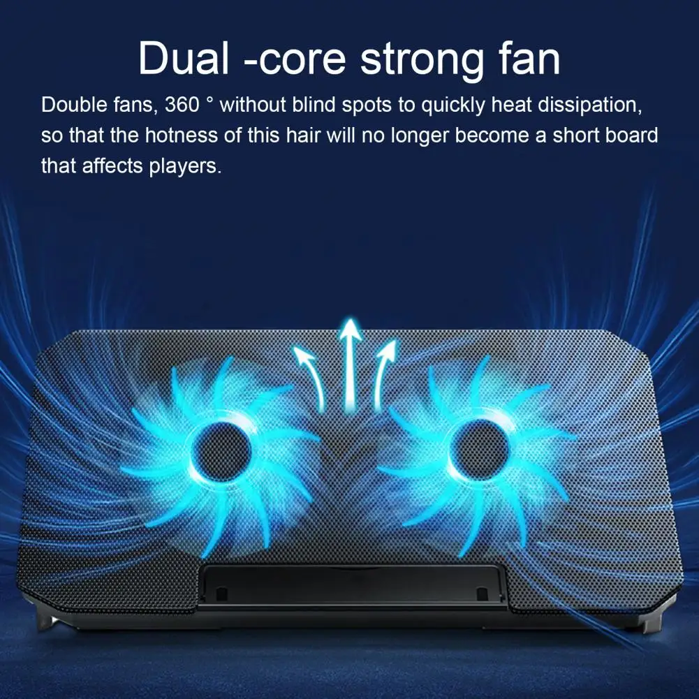 

Convenient Cooler Stand Dual Fans Metal Laptop Cooler Ultra-Slim Quiet Laptop Notebook Cooling Pad