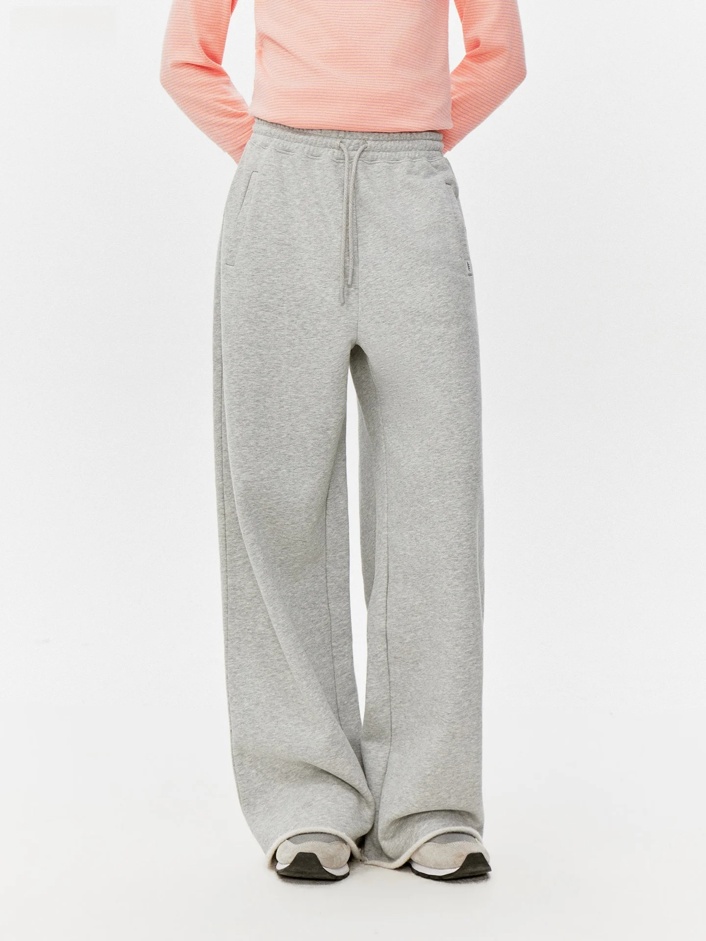 

Classic Simple High Waist Cuffed Dstring Wide Leg Straight Loose Elastic Casual Sweatpants Ladies Comfortable Loose Fit