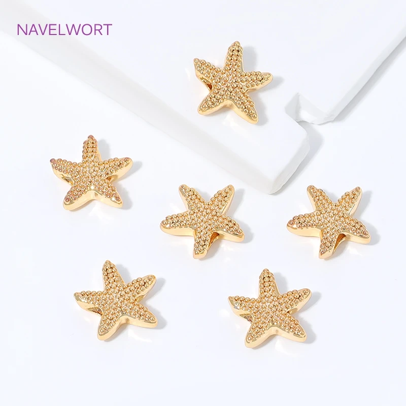 18K Gold Plated Starfish Spacer Beads For Bracelet Making,Brass Loose Beads,Separators For Beads,DIY Jewelry Making Accessories image 4