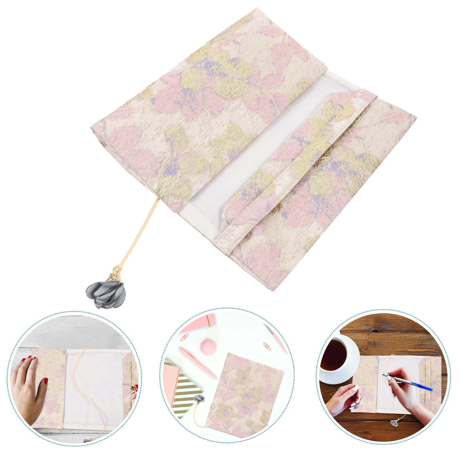 1pc Fabric Book Handmade Cloth Book Cover Satin Protective Sleeve A5 Size Adjustable Fit Notebook Case Cloth Pouch Book Sleeve