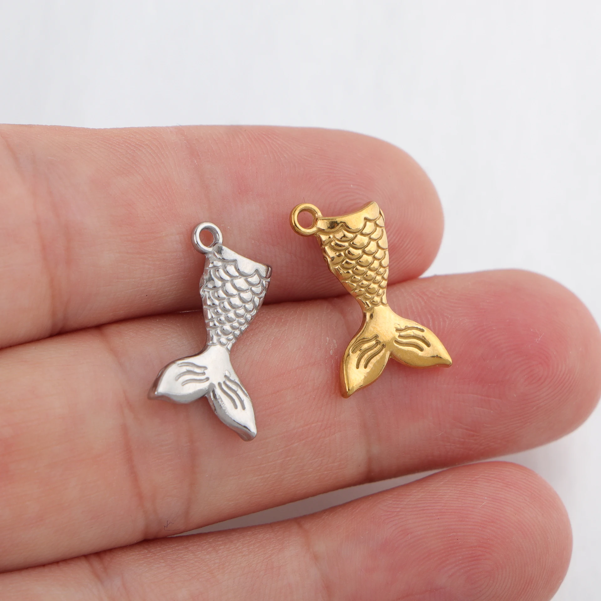

20pcs/lot Stainless Steel Fishtail Charm Mermaid Tail Pendant for DIY Necklace Earring Bracelet Jewelry Making Accessories