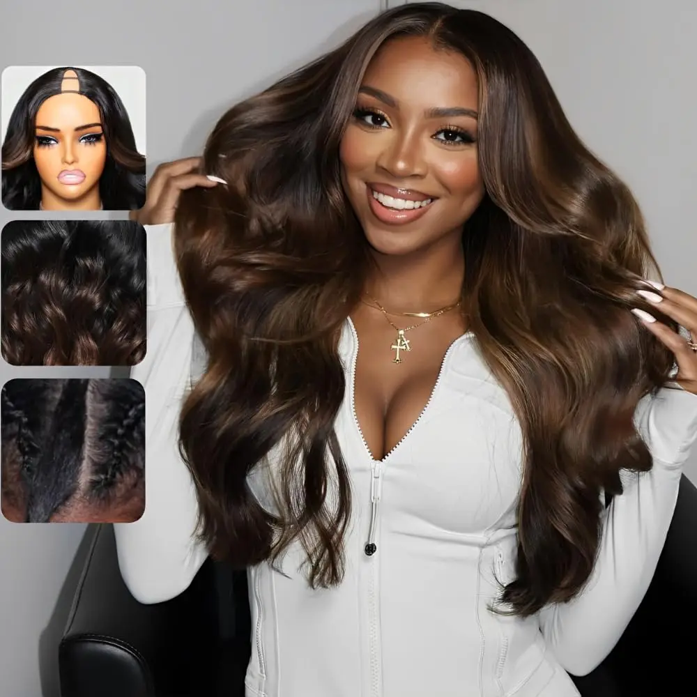 

1B/30 V Part Wig Body Wave Human Hair Upgrade Clip in Half Wig No Glue No Leave Out Парики для начинающих для женщин 30S Wear and Go Wig
