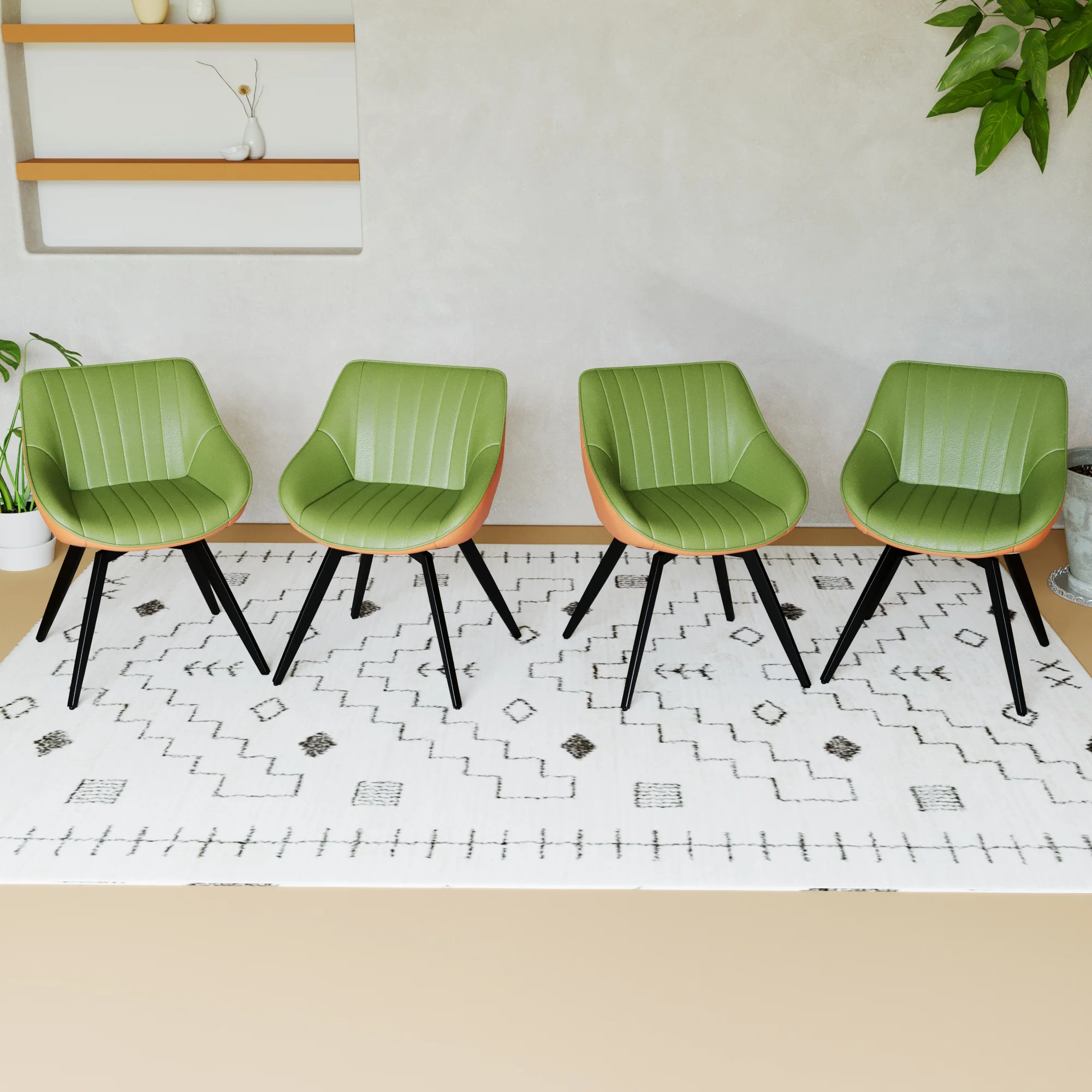 

Modern Dining Chairs Set of 4Comfy Dining Room Chairs with Thick Cushions Upholstered Fabric Kitchen Side Chairs with Metal Legs