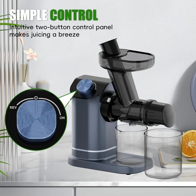 Masticating Juicer Machines, Juice Maker,   Electric Juicer with 2 Speed Modes & Quiet Motor, Easy to Clean with Brush, BLUE