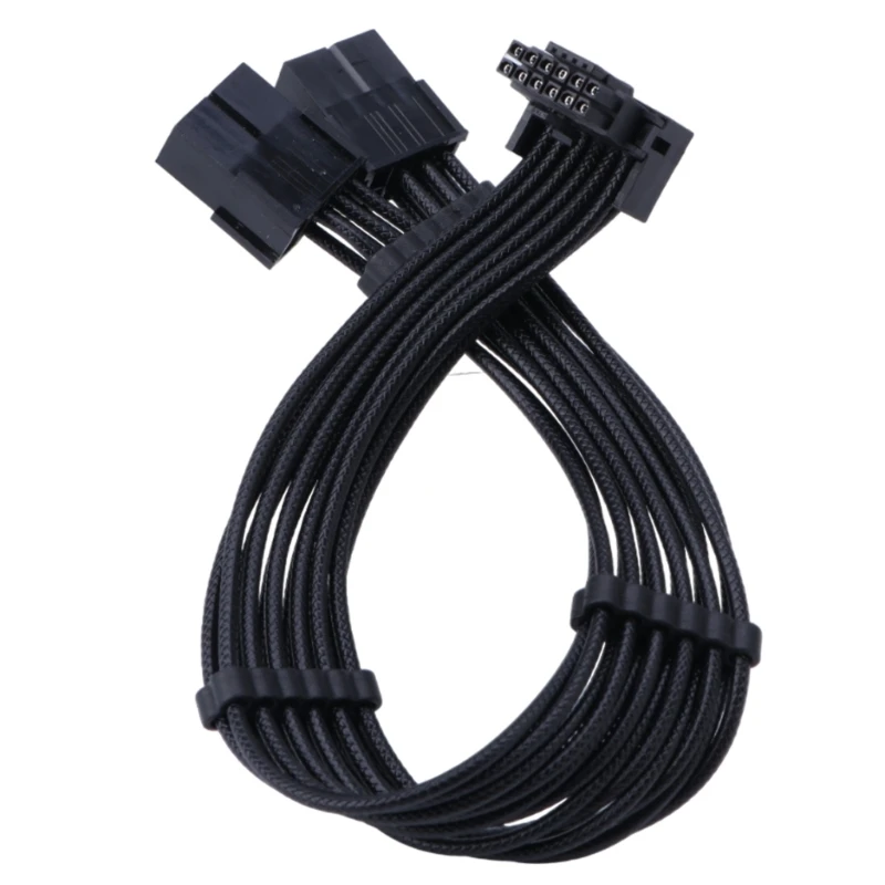 F3KE for RTX4000 Series 2x 8Pin Female to PCIE 5.0 12+4 16Pin Video Card Cable 12VHPWR PCIE 5.0 Straight/Elbow Head Cable