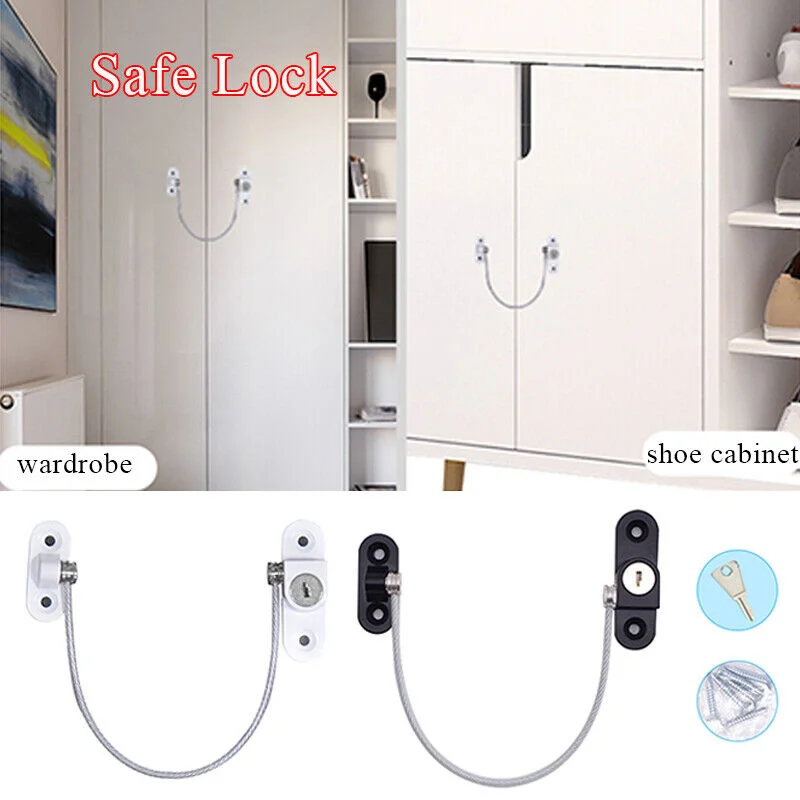 Kids Window Cable Lock Restrictor Baby Safety Door Security Catch Wire Home Key Lock Child Safe Stainless Steel Limit Locks