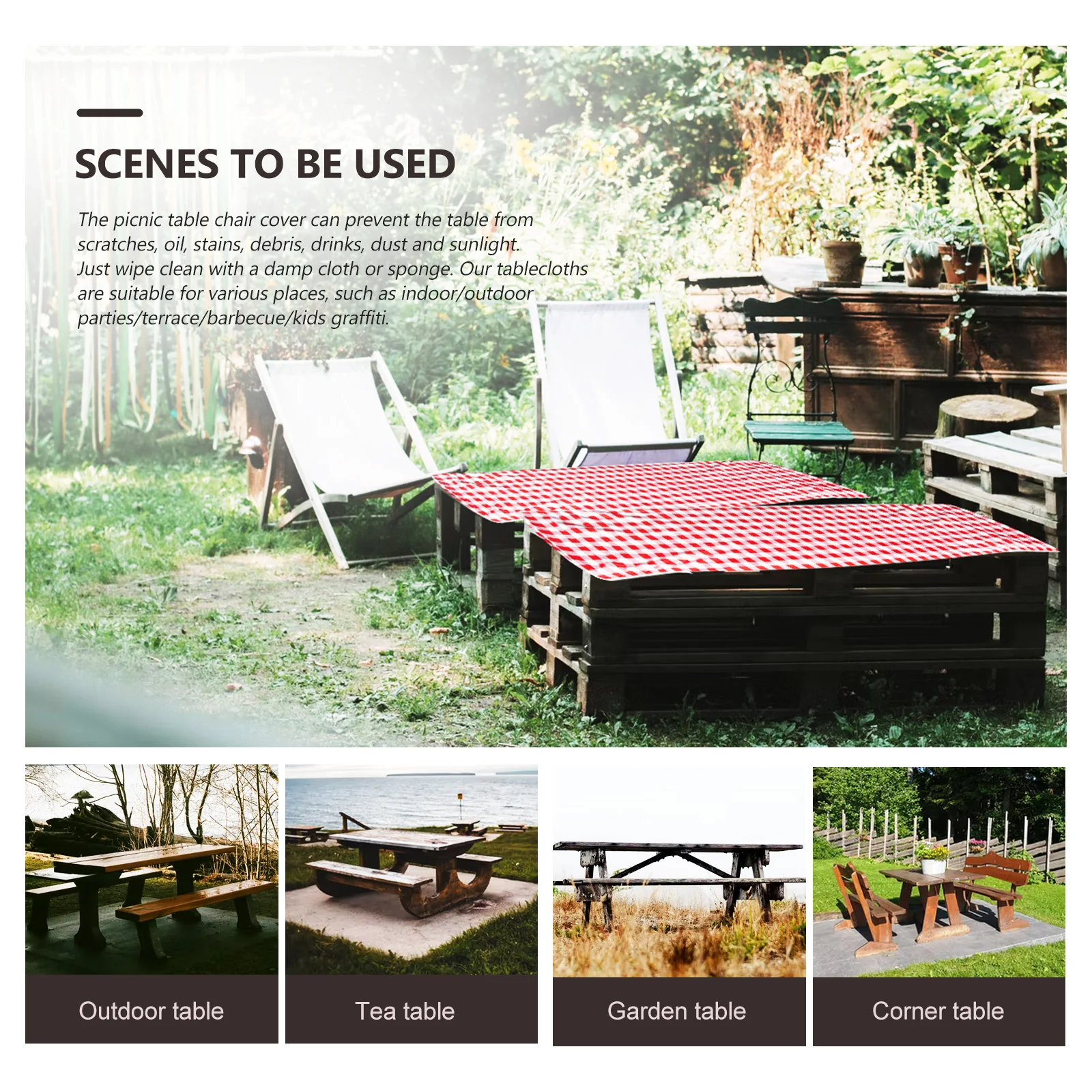 

Waterproof Tablecloth Picnic Cover Dust Moisture Resistant Durable PVC Flannel Easy Clean Protect Furniture Rectangle Fits