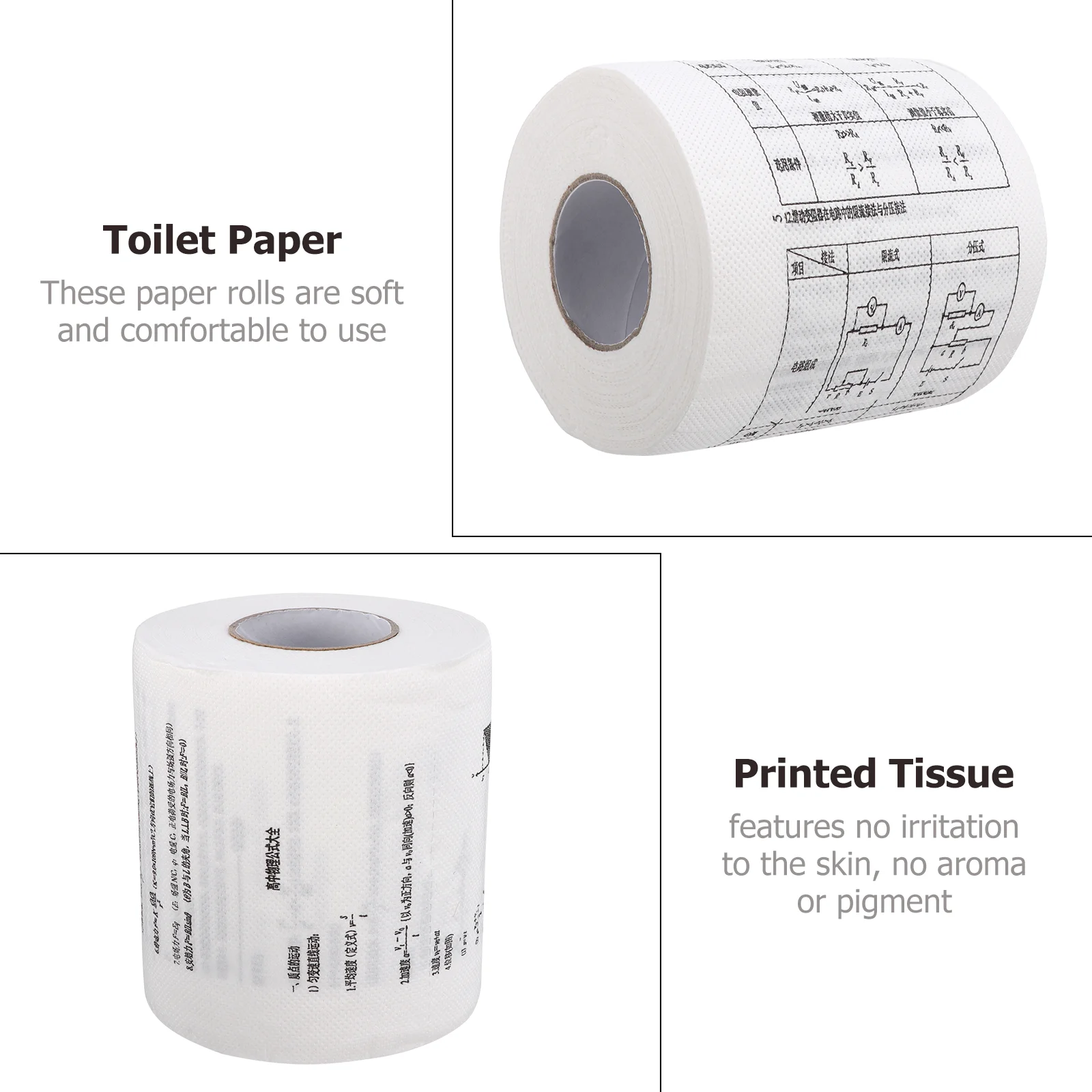 4 Rolls Funny Formula Toilet Paper Holiday Party Hotel Tissue Physics Restroom Virgin Wood Pulp Printed