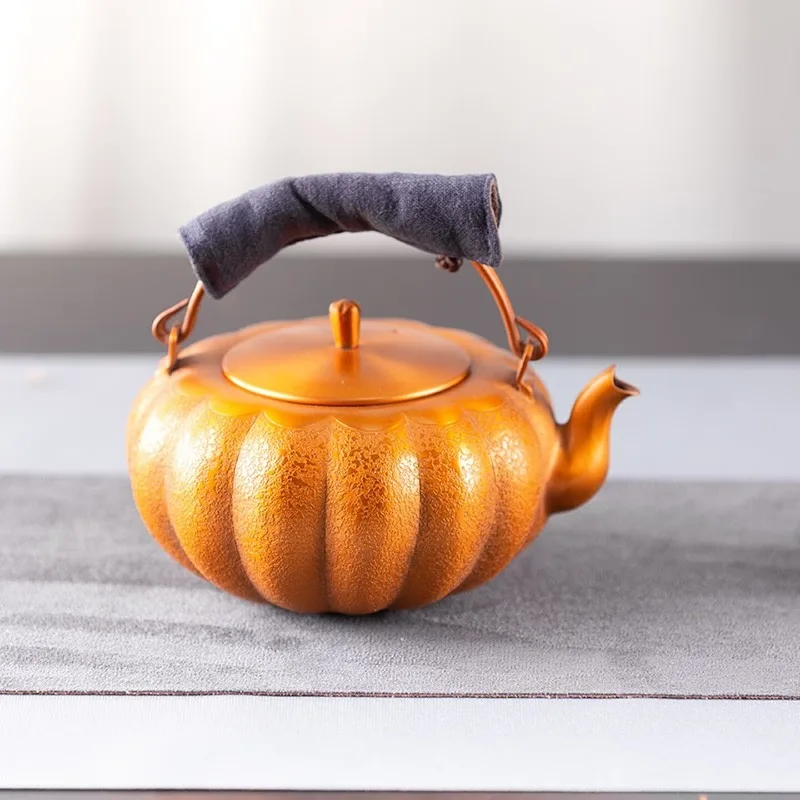 Zhu Bingren Copper Zijin Prince Teapot Handmade Purple Copper Pumpkin Teapot Antibacterial Health Small Teapot Tea Set Gift