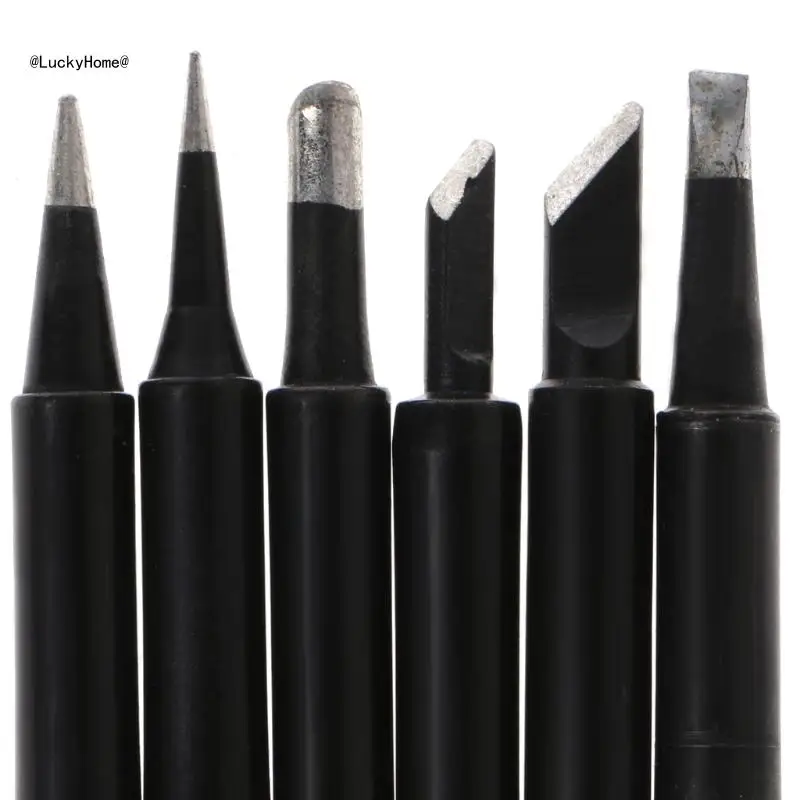 

6 Pcs Lead-Free Soldering Solder Iron Tips 900M-T For Hakko 936 SAIKE 909D 852 9 11UA