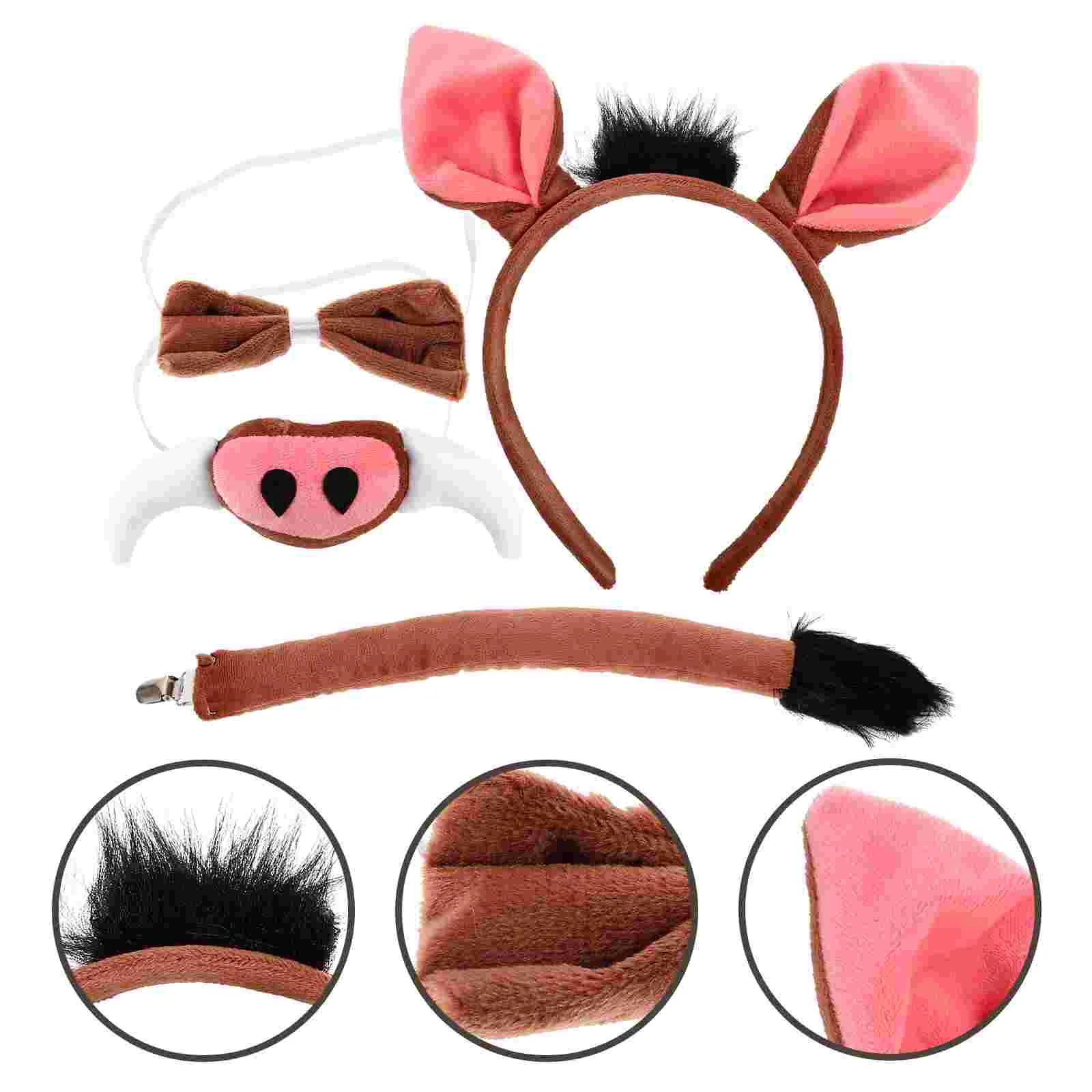 

Festival Headband Warthog Animals Pig Costume Fabric Cosplay Accessories Miss Bow Tie