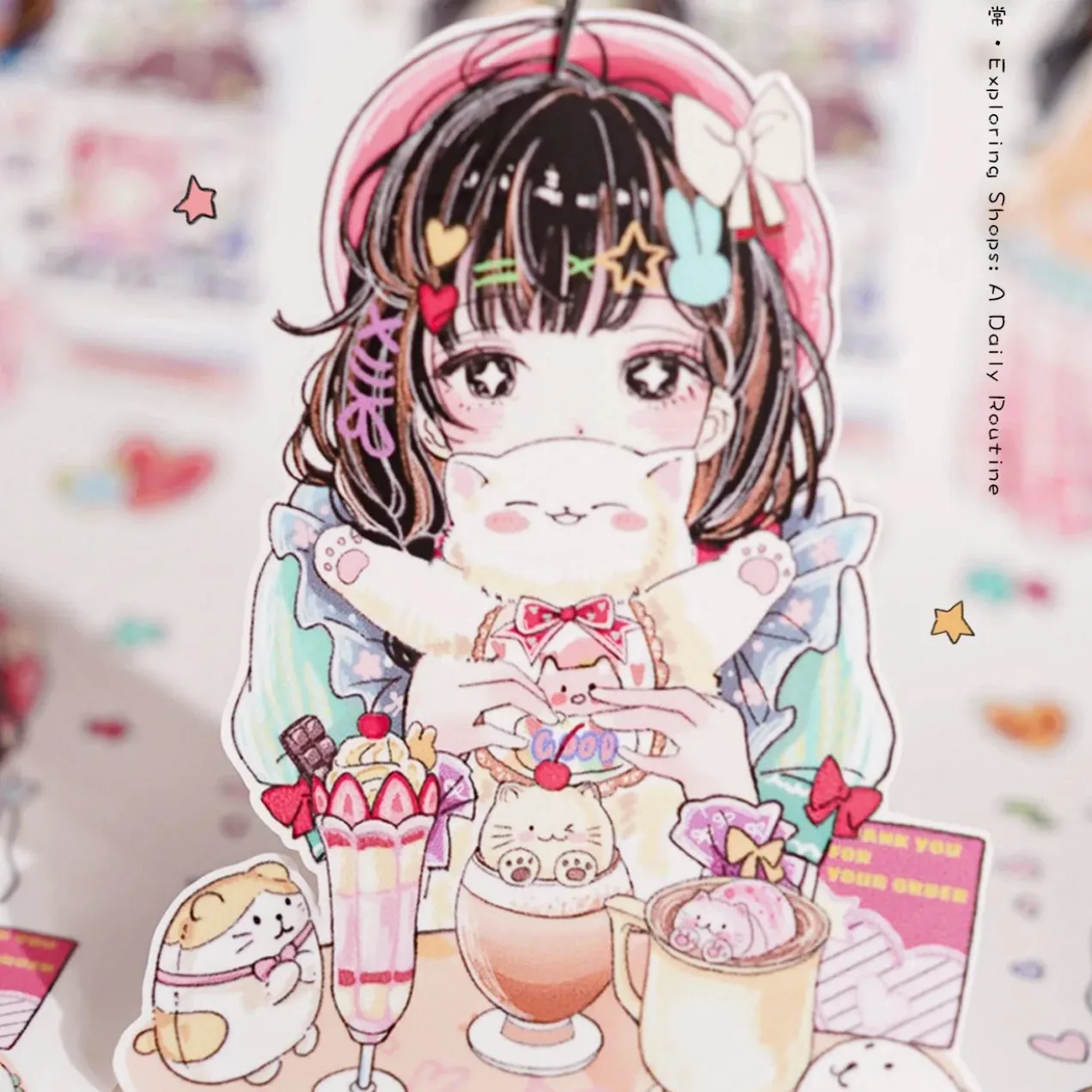 Daily Life Record Character Girl Synthetic Paper Die Cut Journal Collage Tape Decal Sticker DIY Scrapbooking